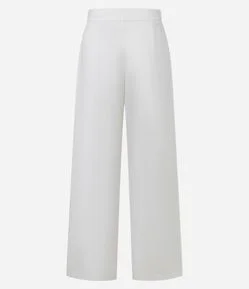 Calça Reta Cintura Alta em Cetim com Pregas e Pences