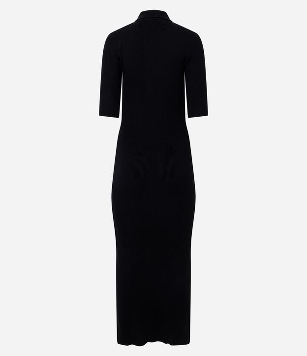 Vestido Longo em Tricô com Gola Polo