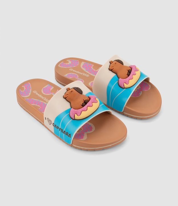 Chinelo Infantil Slide com Patch de Capivara Grendene - Tam 23 ao 34