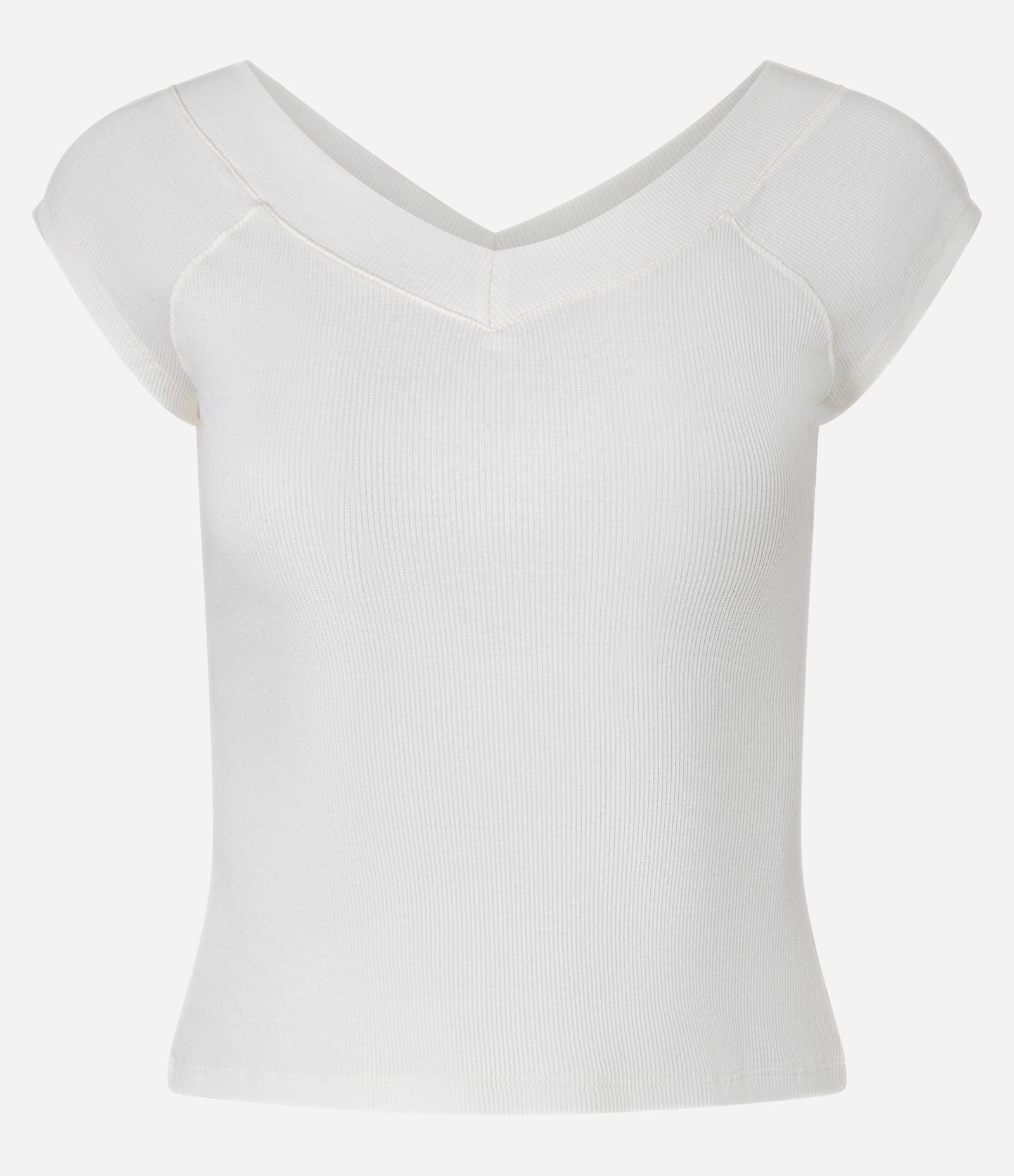 Blusa em Ribana com Decote V Branco 4