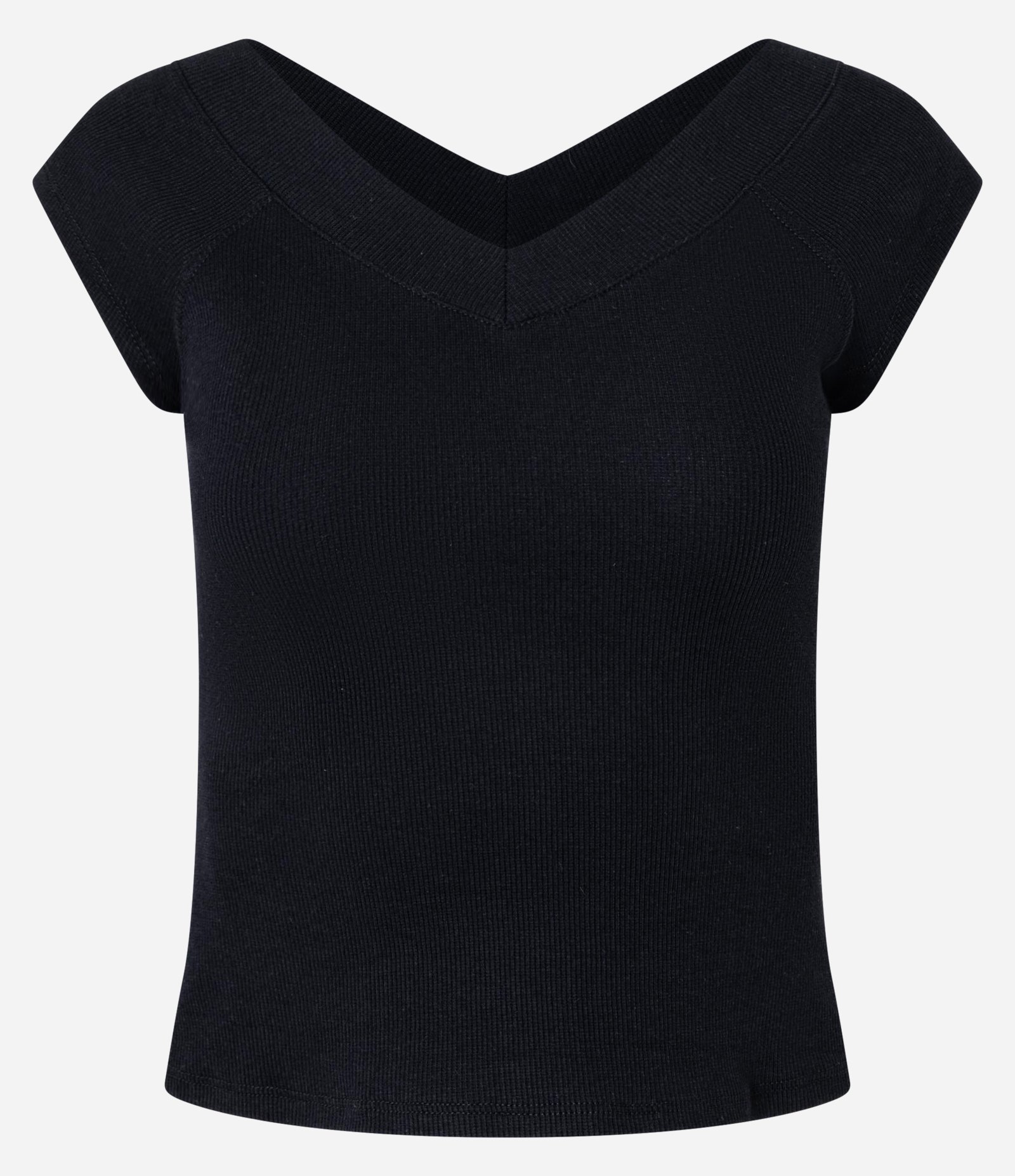 Blusa em Ribana com Decote V Preto 4
