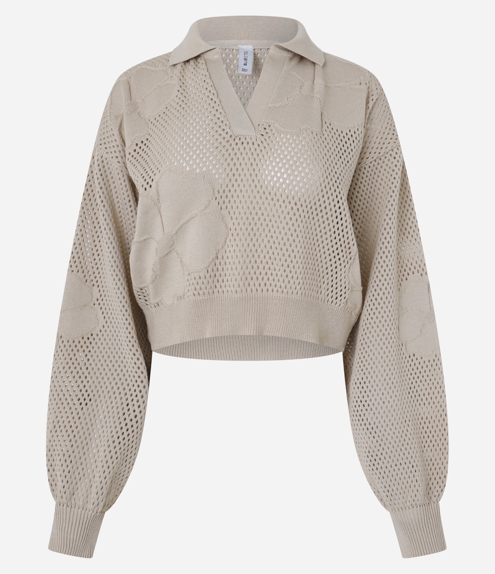 Blusa em Tricô com Gola Polo Bege 1