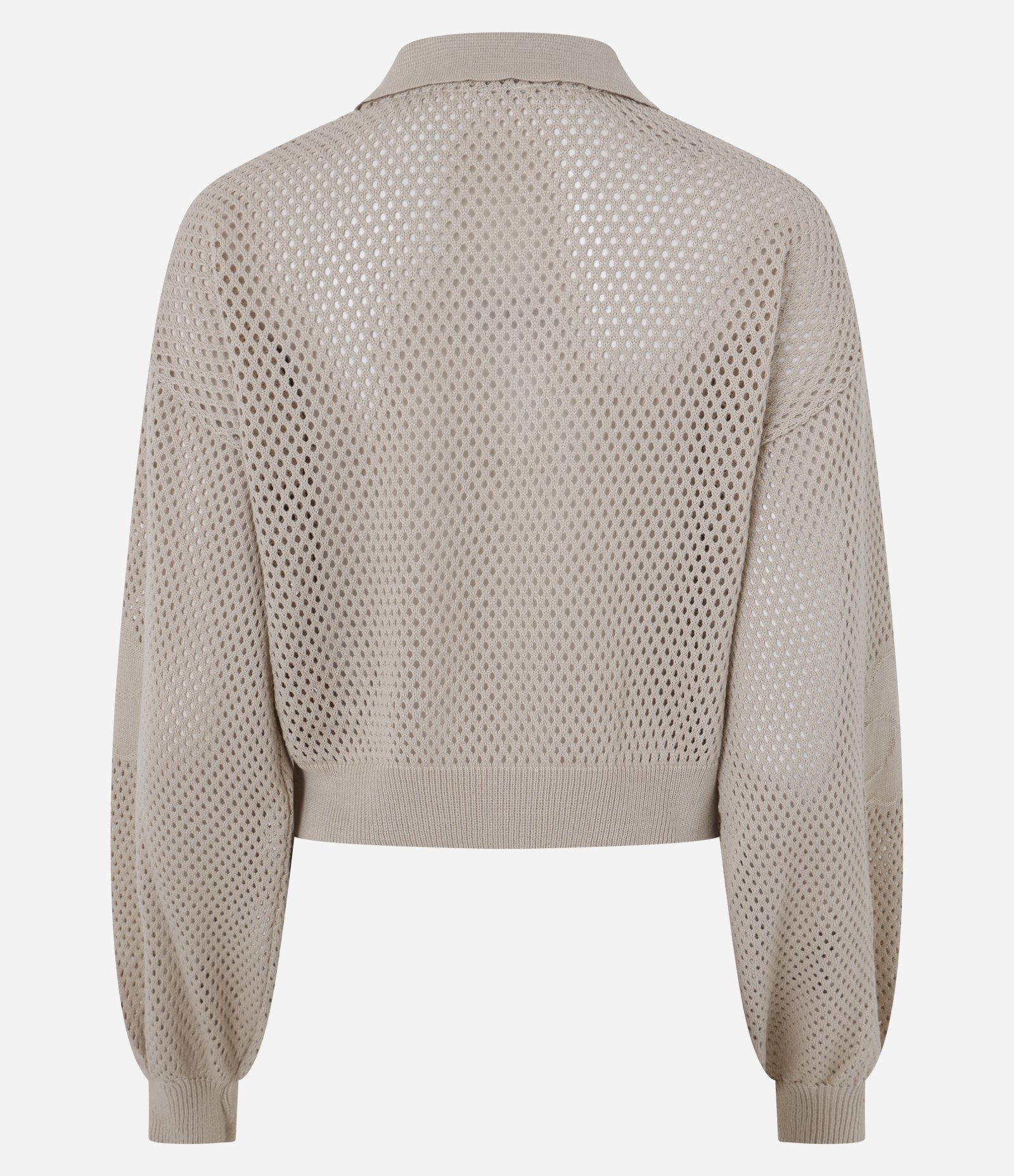 Blusa em Tricô com Gola Polo Bege 3