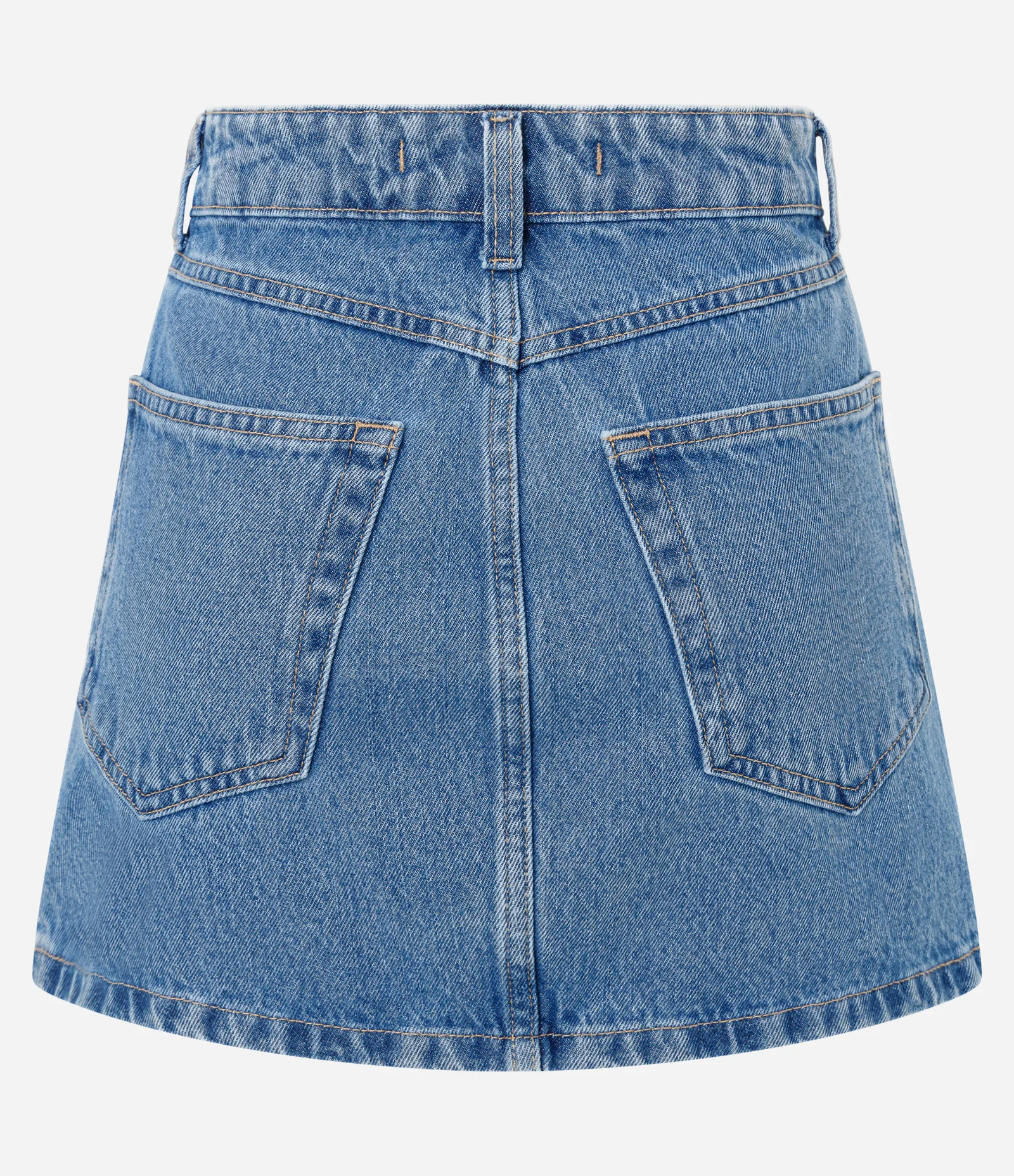 Saia Mini em Jeans com Recortes em Dois Tons Azul Claro 6