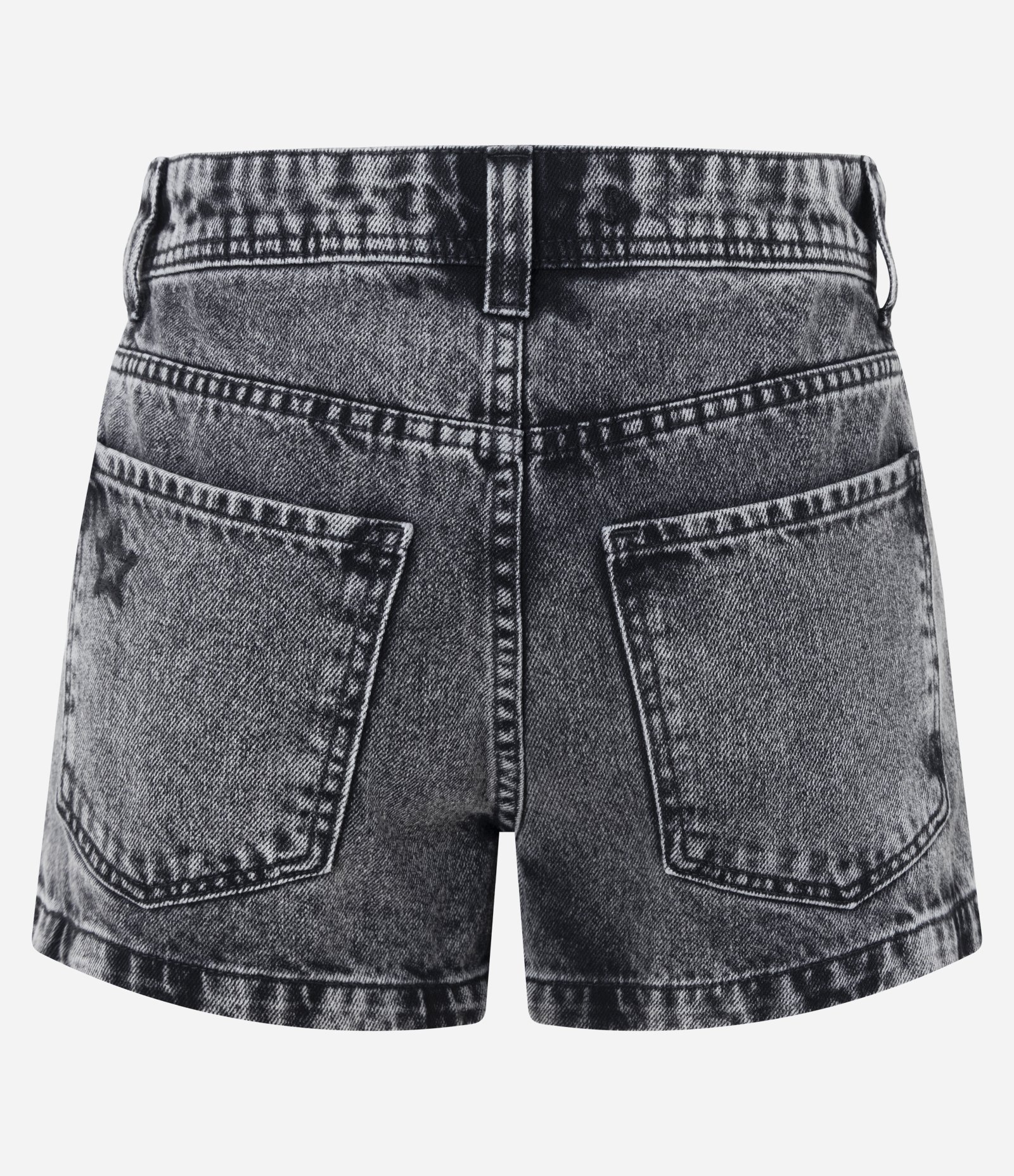 Short Cintura Média em Jeans com Estrelas Bordadas Preto Estonado 3