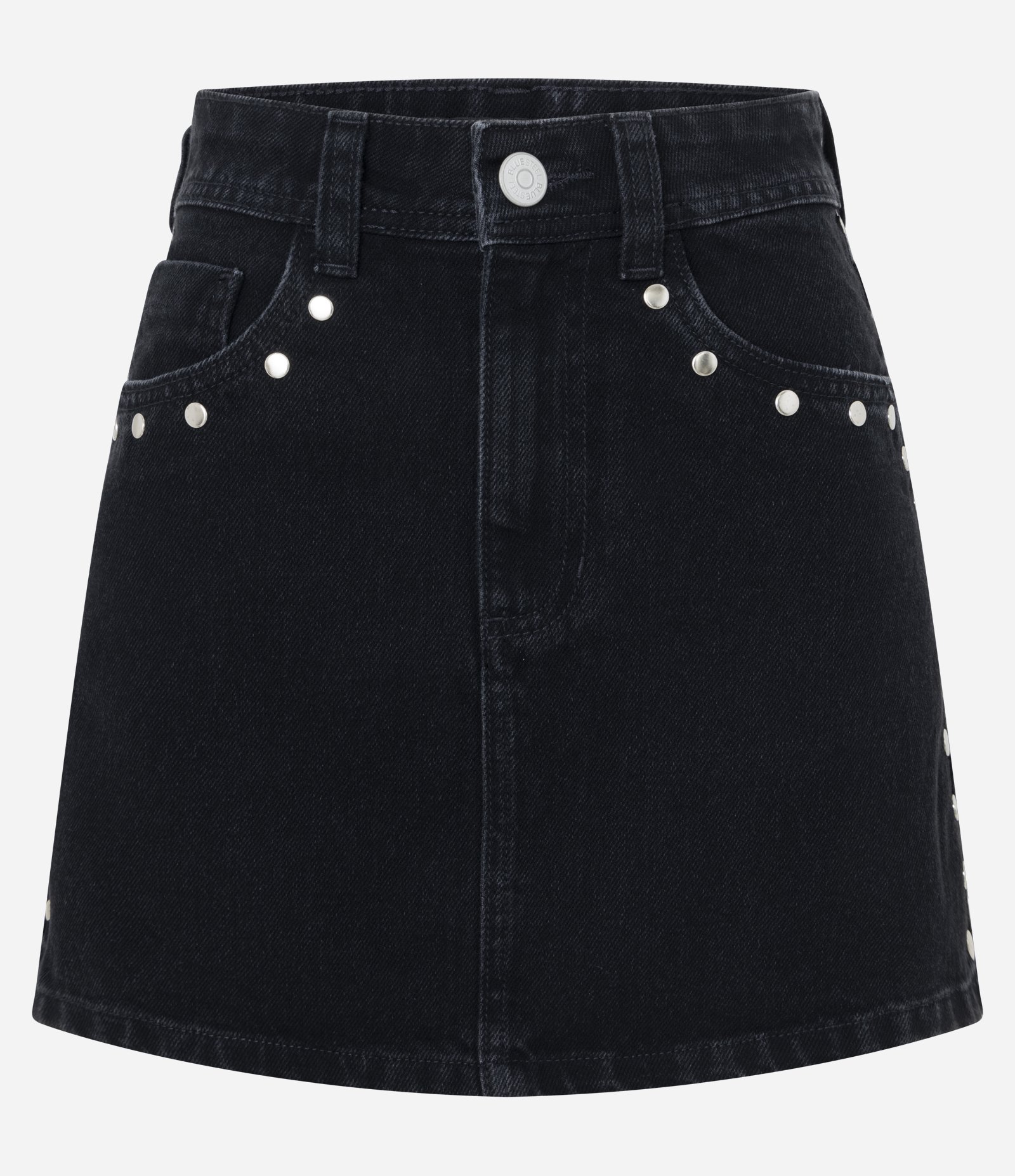 Minissaia em Jeans com Tachas e Cinco Bolsos Preto 6