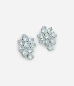 Brinco Pequeno com Forma de Folhas e Pétalas em Zircônia