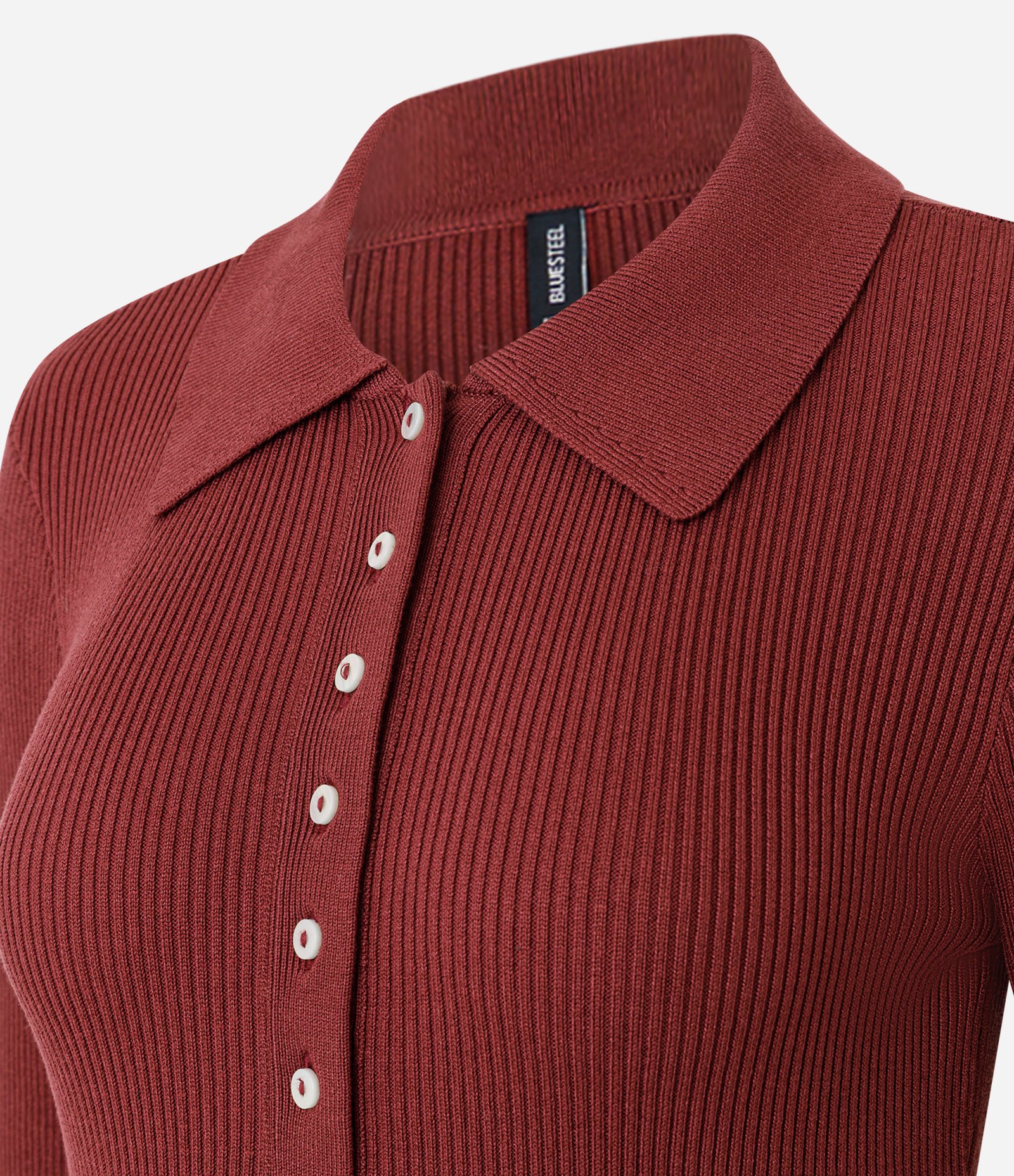 Vestido Longo em Tricô com Gola Polo Vermelho 2
