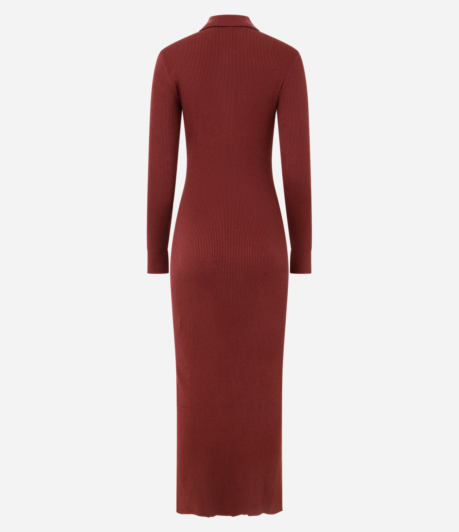 Vestido Longo em Tricô com Gola Polo Vermelho 4