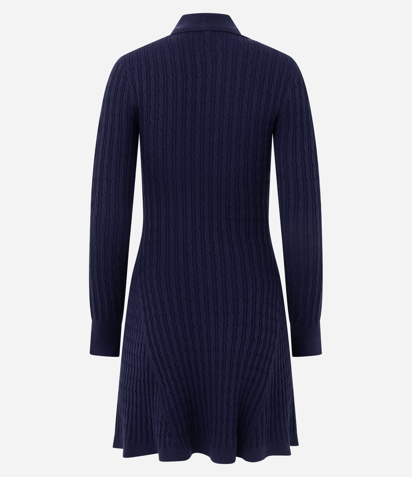 Vestido Curto em Tricô Texturizado com Gola Polo Azul 3