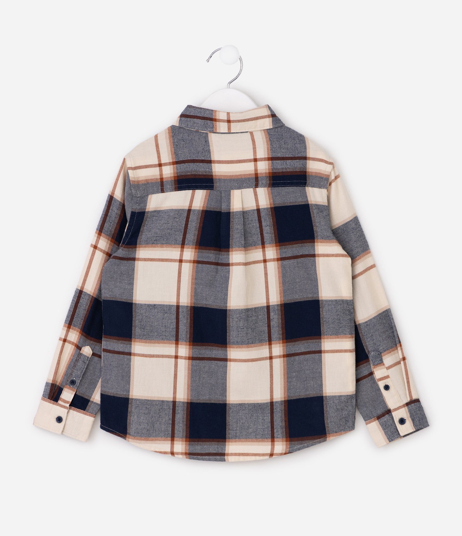 Camisa Infantil em Flanela com Estampa Xadrez – Tam 5 a 14 Anos Bege/Azul/Marrom 2