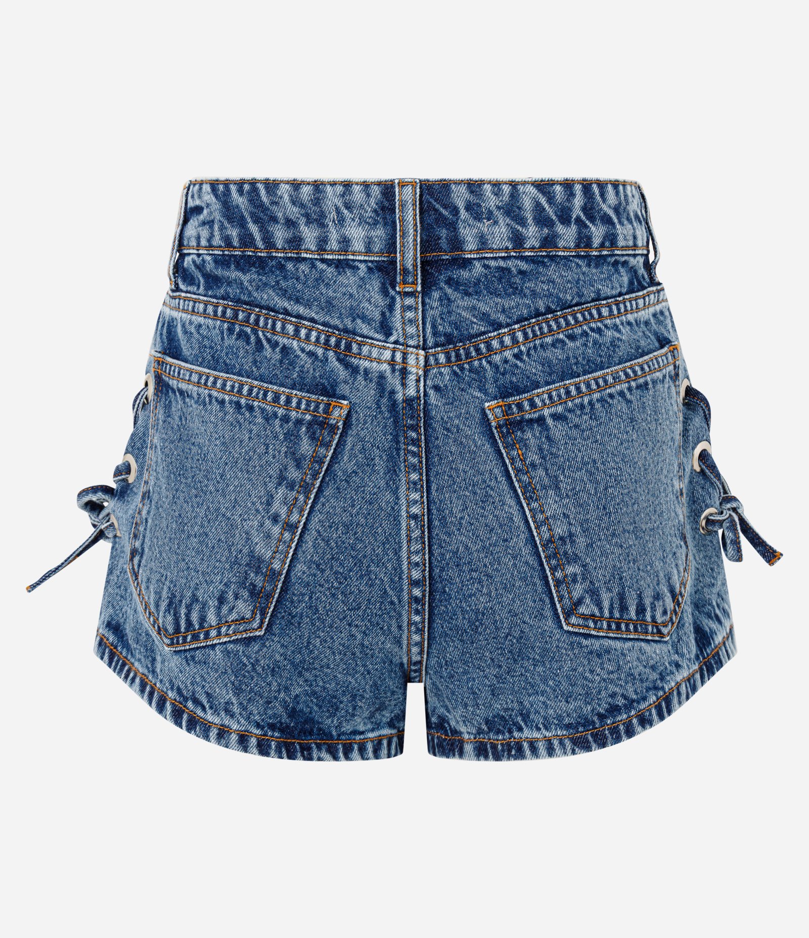 Short Micro Cintura Baixa em Jeans com Amarrações Médio 6