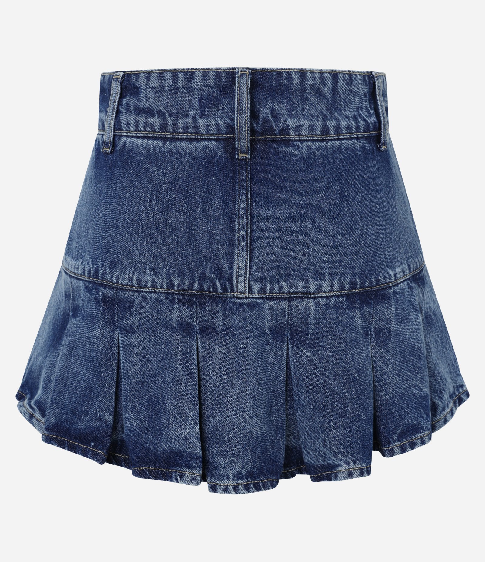Short Saia em Jeans com Cós Transpassado e Pregas Azul 6