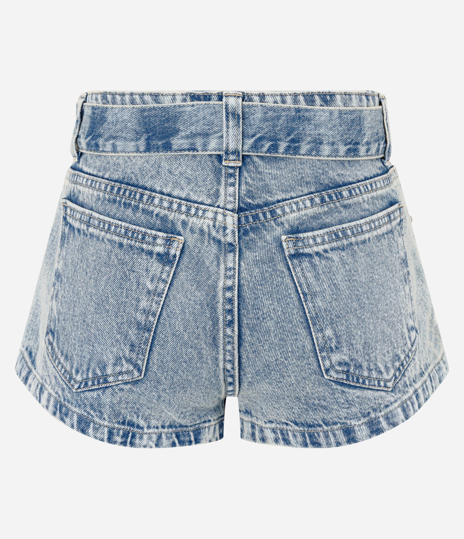 Short Micro em Jeans com Cintura Baixa Cinto e Tachas Aplicadas Azul 5