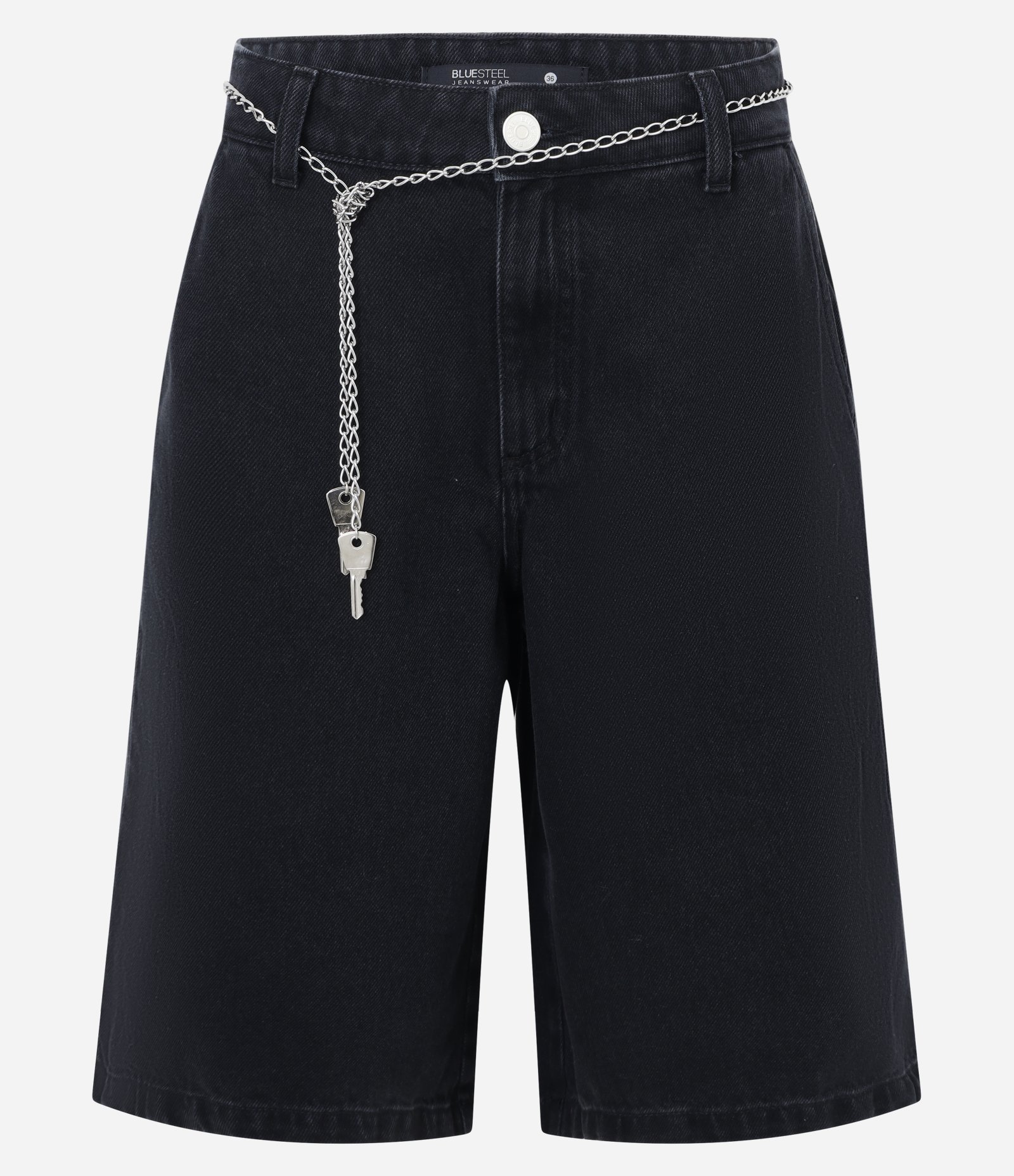 Bermuda Jorts em Jeans com Cinto Corrente Preto 6