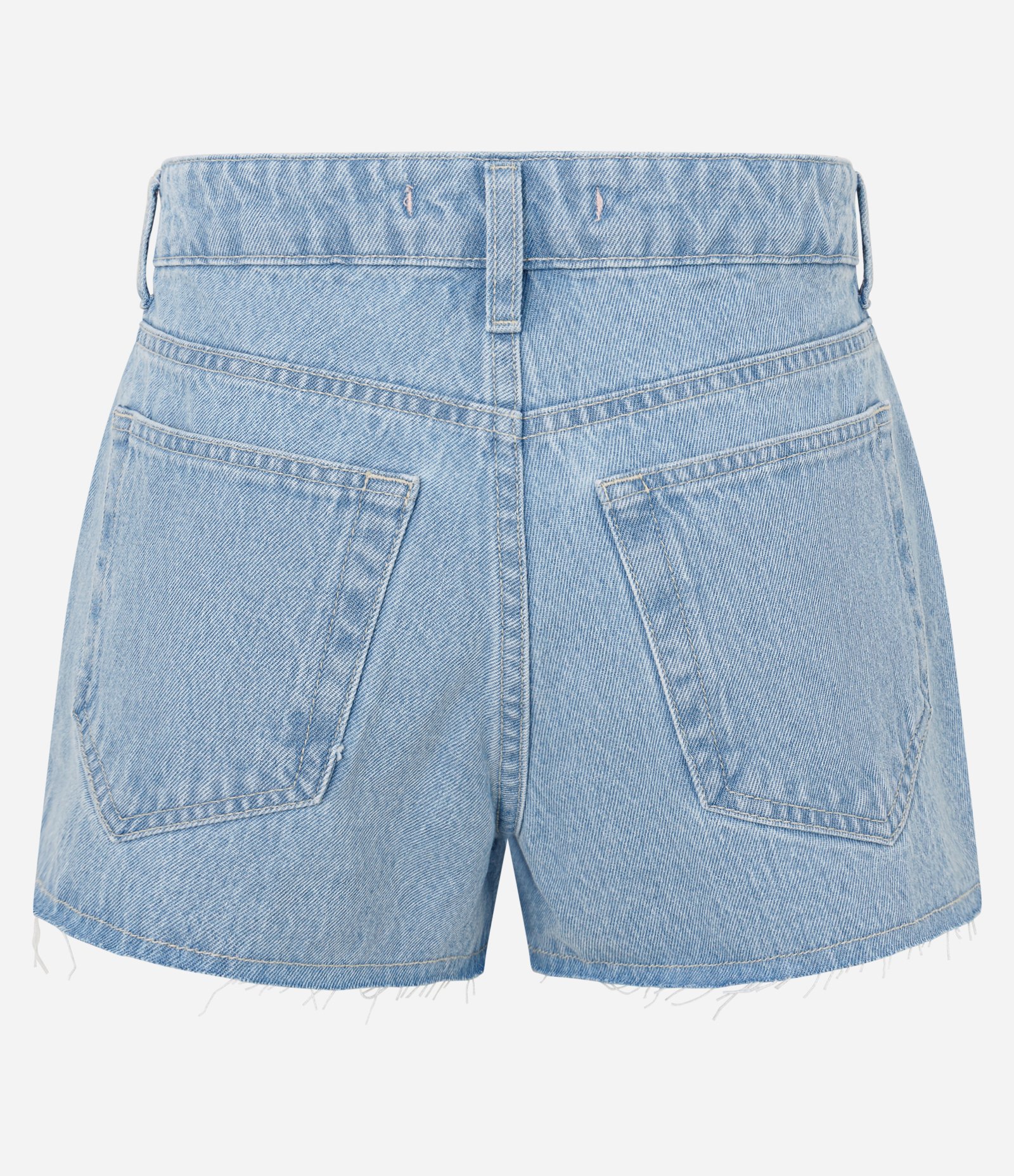 Short Jeans com Bordado de Hibisco e Barra Desfiada Azul 7