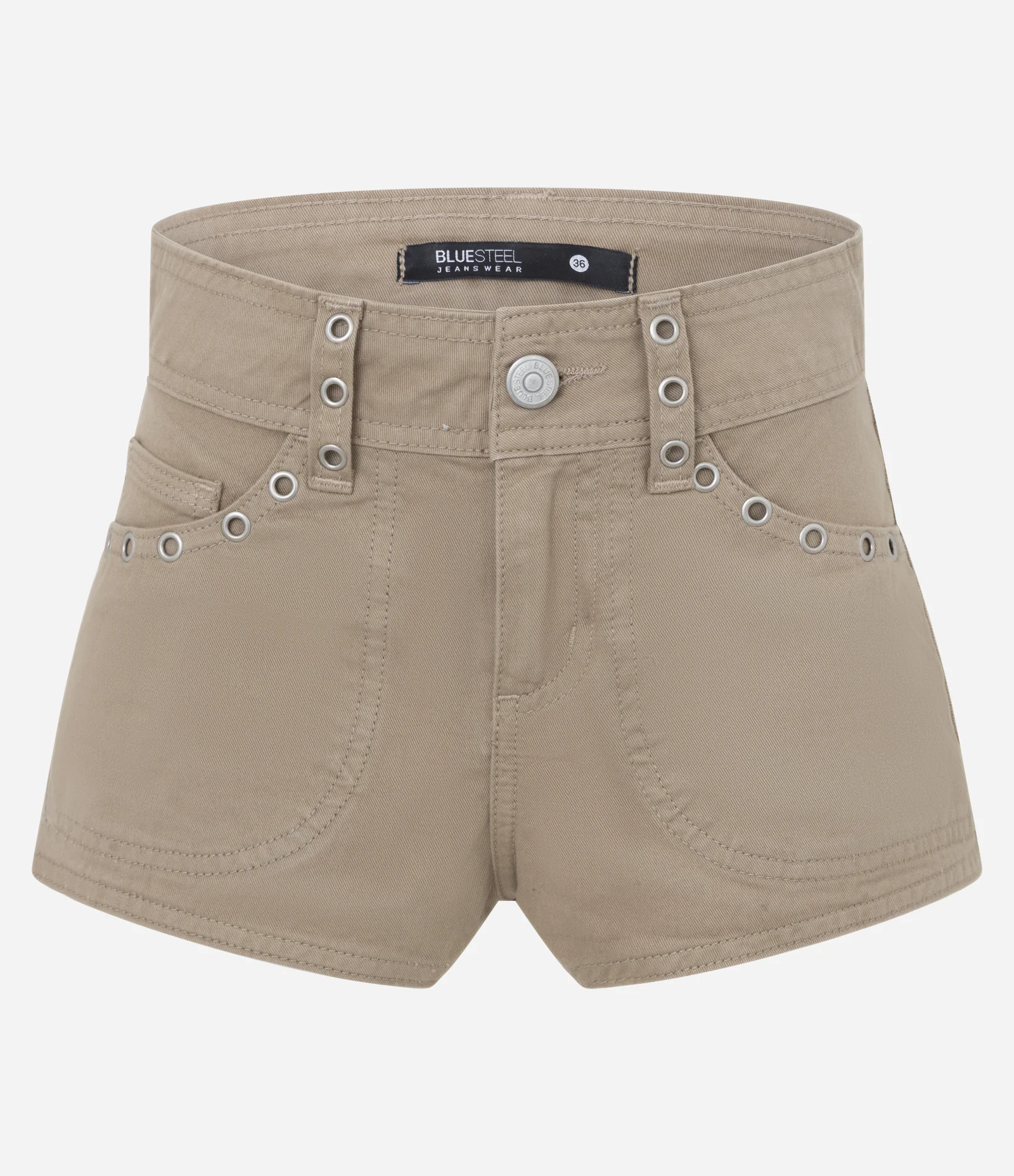 Short Micro Cintura Baixa em Jeans com Ilhós Marrom 5