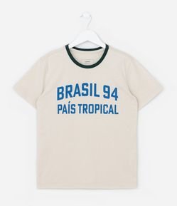 Camiseta Infantil com Lettering Brasil País Tropical - Tam 5 a 14 Anos