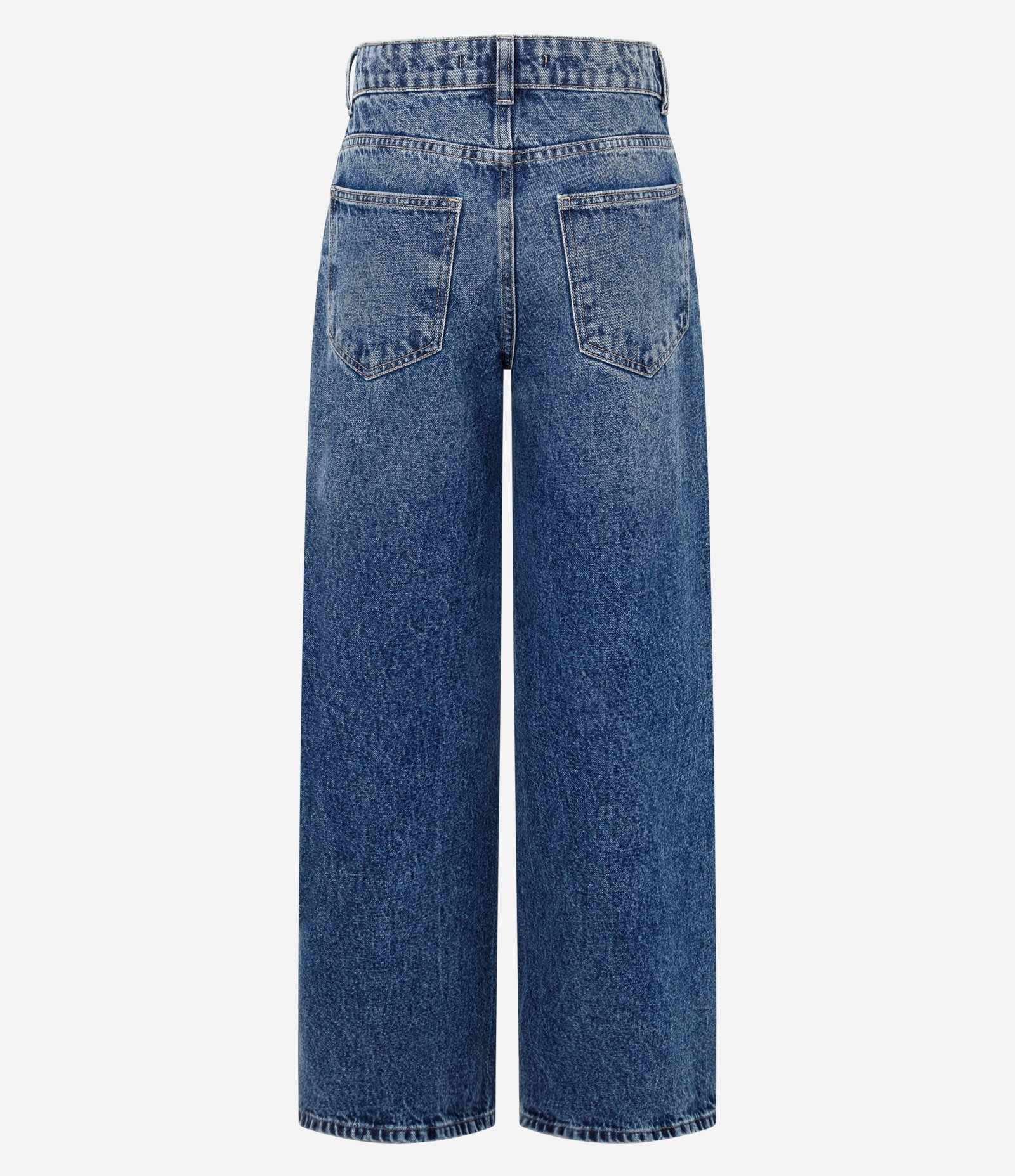 Calça Wide Leg em Jeans com Cós Transpassado Azul Escuro 6