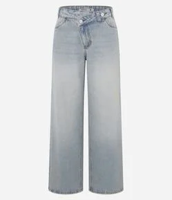 Calça Wide Leg em Jeans com Cós Transpassado