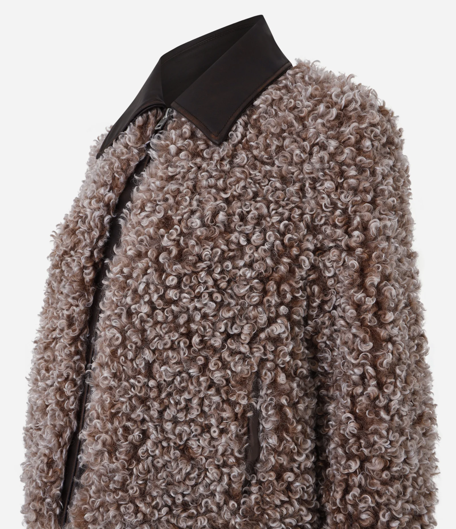 Jaqueta Pesada Estilo Carneirinho com Gola em PU Marrom 2