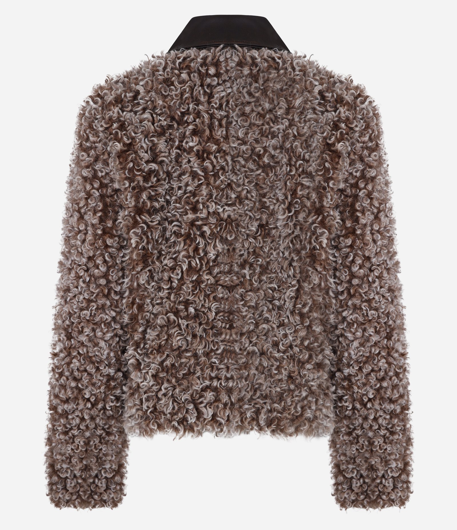 Jaqueta Pesada Estilo Carneirinho com Gola em PU Marrom 3