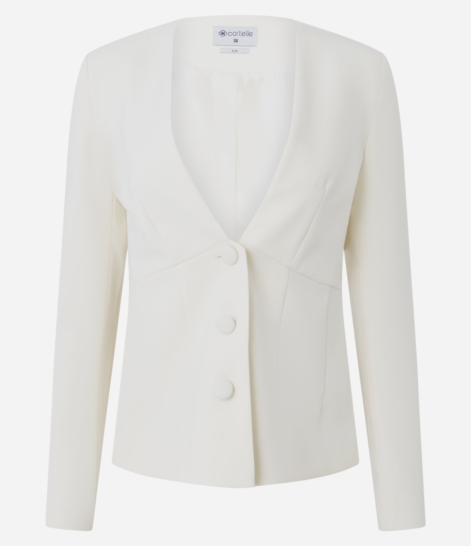 Blazer Acinturado de Alfaiataria com Decote em V Off White 5