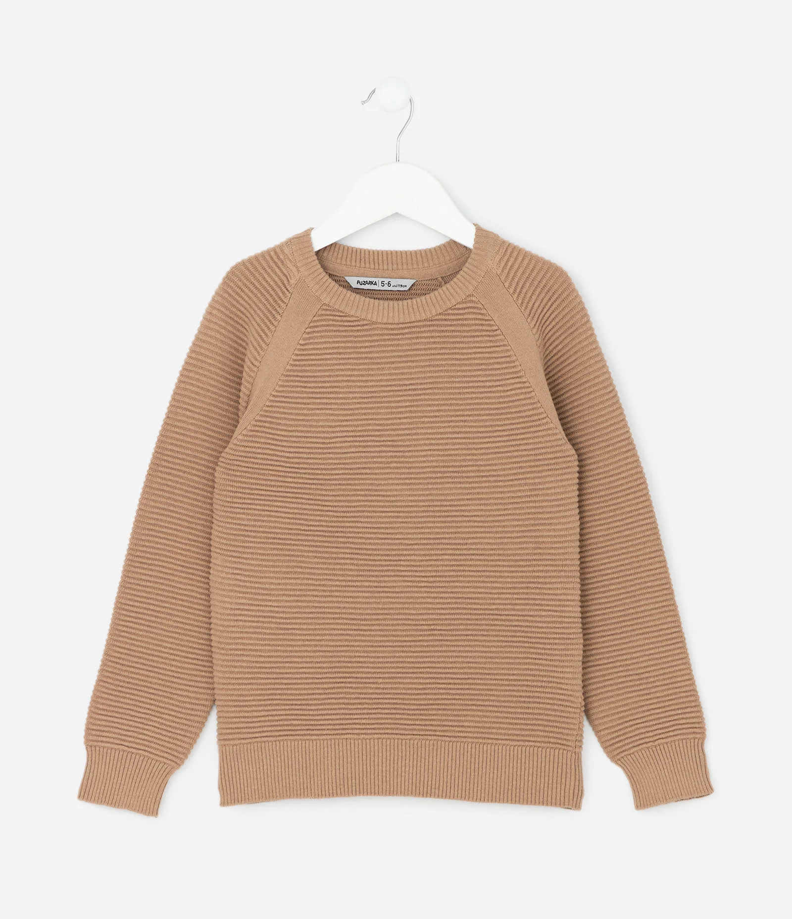 Blusão Infantil Canelado com Cava Raglan - Tam 5 a 14 Anos Bege 1