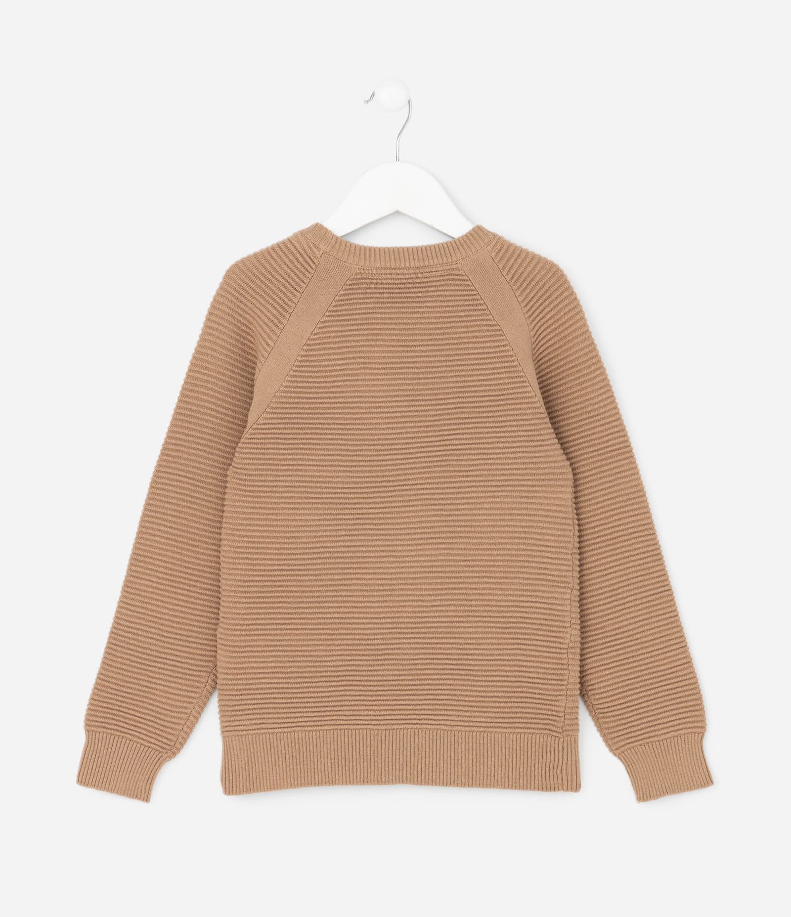 Blusão Infantil Canelado com Cava Raglan - Tam 5 a 14 Anos Bege 2