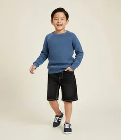 Blusão Infantil Canelado com Cava Raglan - Tam 5 a 14 Anos
