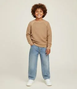 Blusão Infantil Canelado com Cava Raglan - Tam 5 a 14 Anos