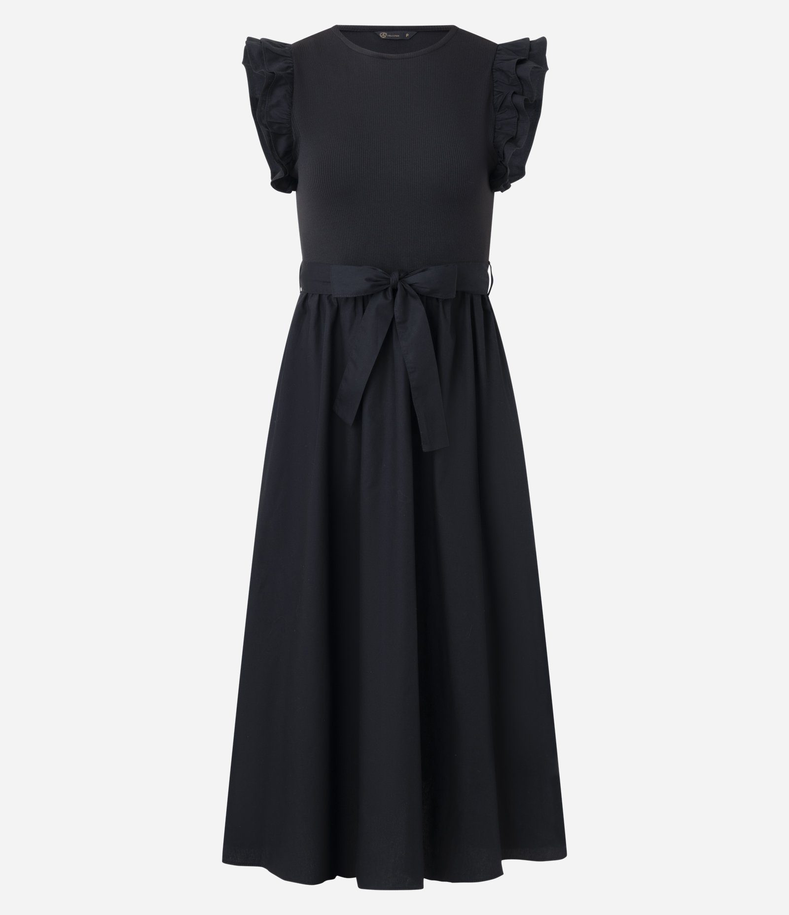 Vestido Evasê New Midi em Ribana e Tricoline com Amarração Raven 5