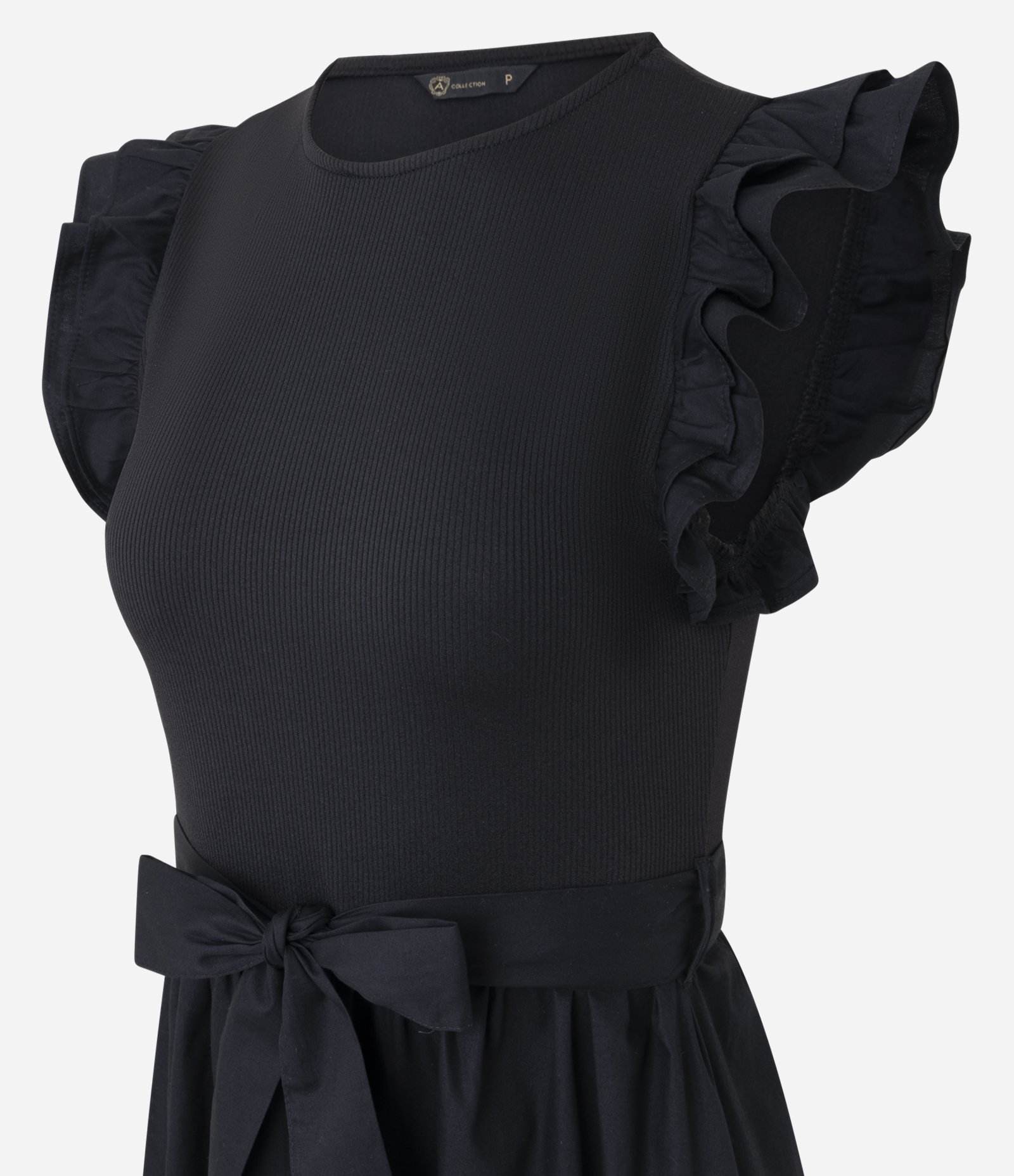 Vestido Evasê New Midi em Ribana e Tricoline com Amarração Raven 6