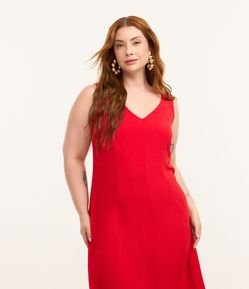 Vestido Midi em Crepe com Decote V Curve & Plus