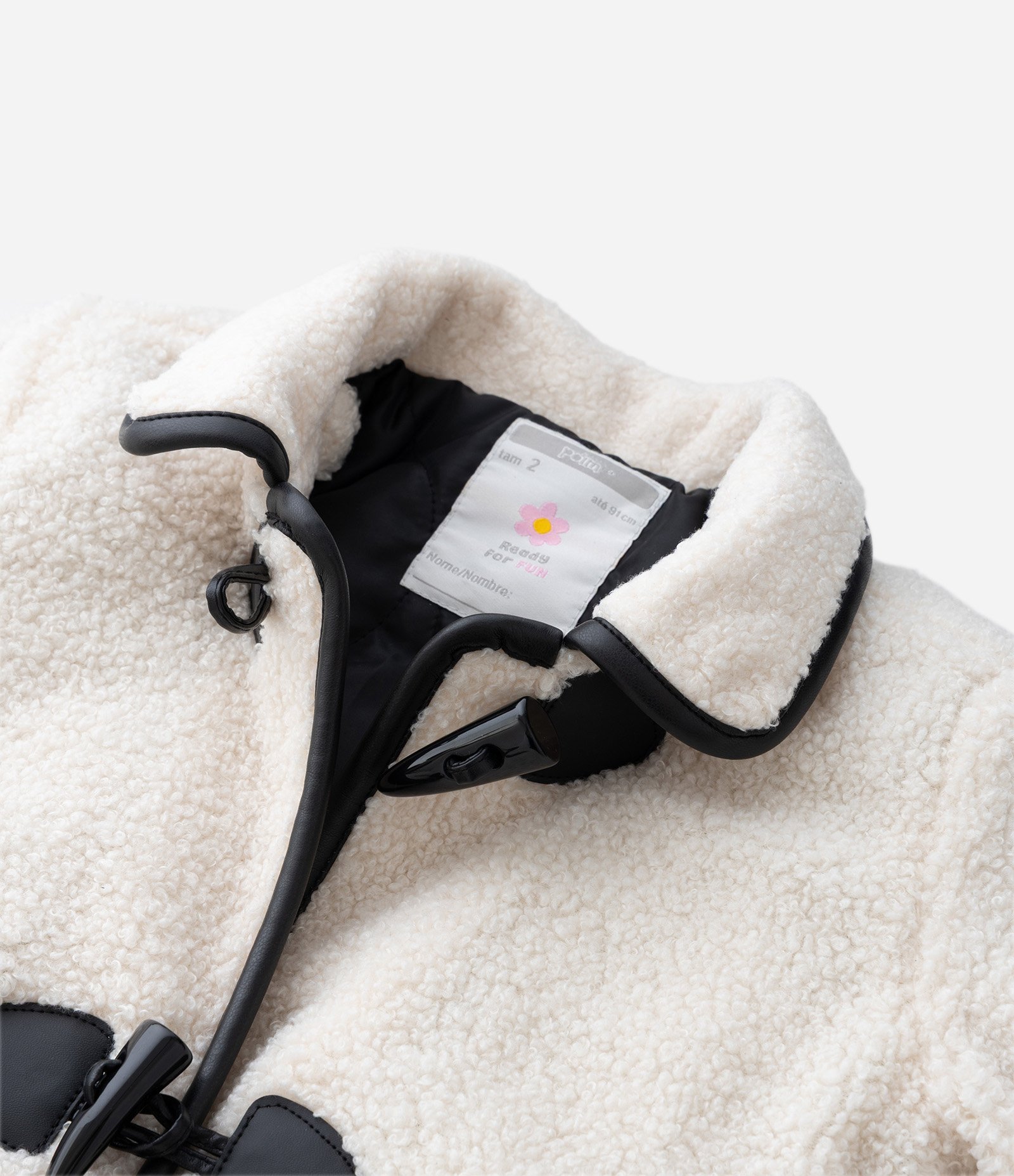 Jaqueta Infantil em Sherpa com Detalhe Contrastante  – Tam 1 a 6 Anos Off White 8