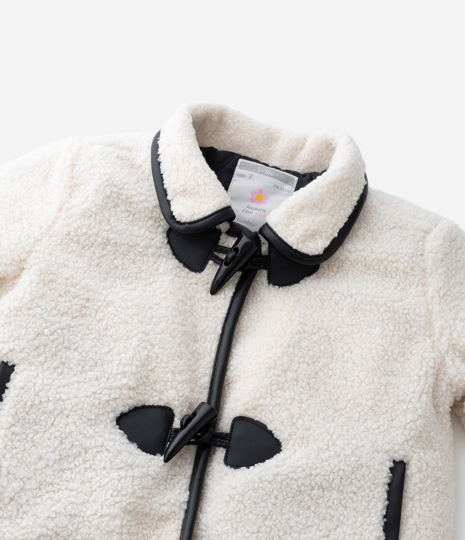Jaqueta Infantil em Sherpa com Detalhe Contrastante  – Tam 1 a 6 Anos Off White 9