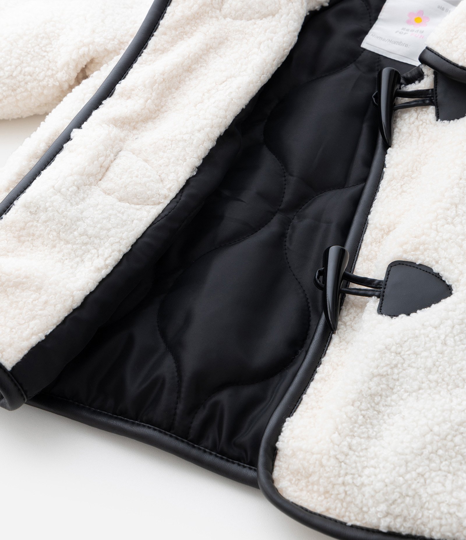 Jaqueta Infantil em Sherpa com Detalhe Contrastante  – Tam 1 a 6 Anos Off White 5