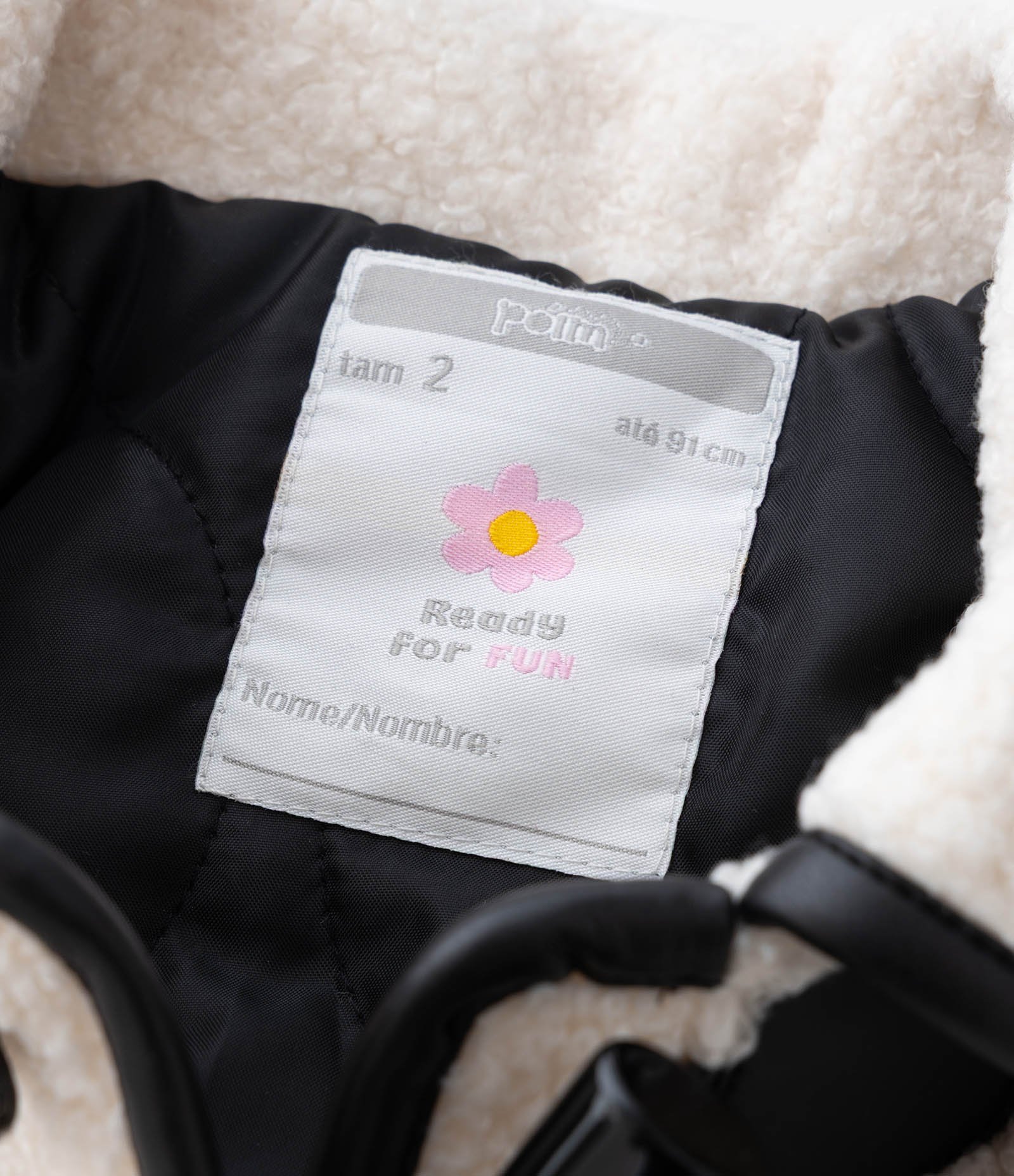 Jaqueta Infantil em Sherpa com Detalhe Contrastante  – Tam 1 a 6 Anos Off White 7