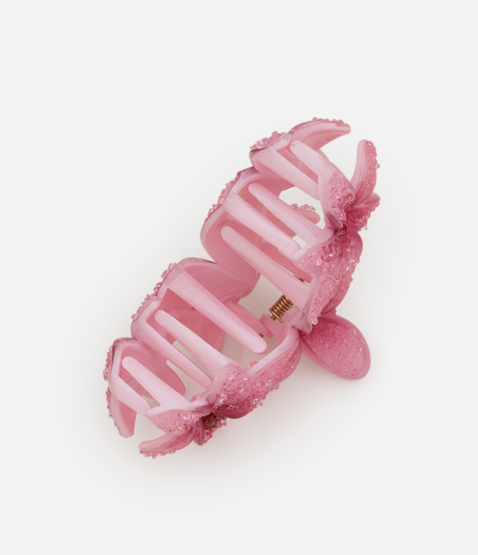 Piranha de Cabelo em Formato de Jasmim com Aplicação de Glitter Rosa 2