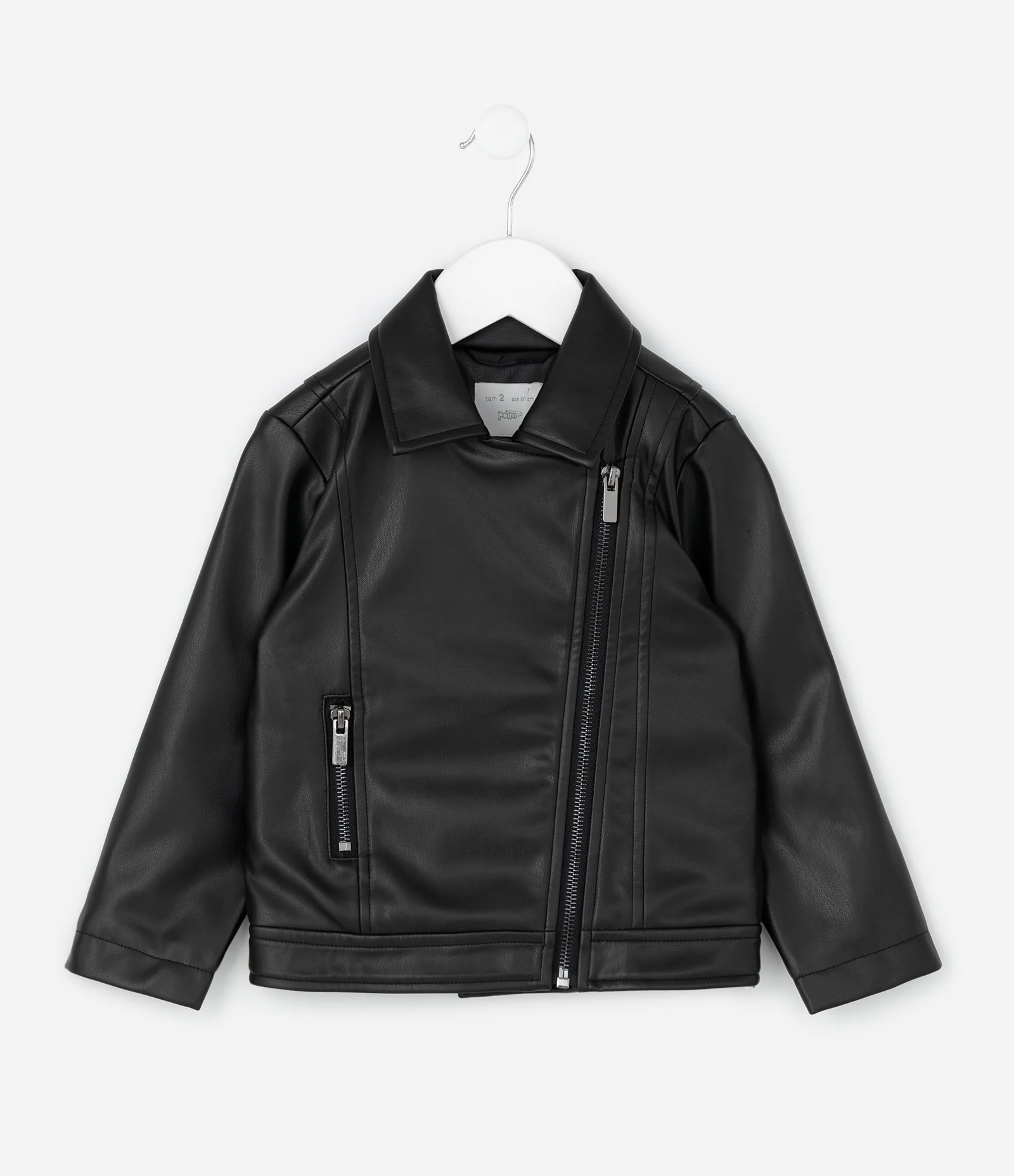 Jaqueta Biker Infantil em PU - Tam 1 a 6 Anos Preto 1