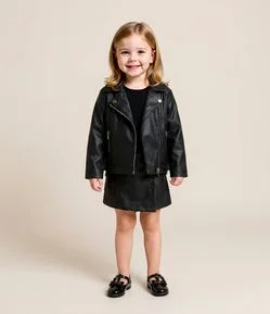 Jaqueta Biker Infantil em PU - Tam 1 a 6 Anos