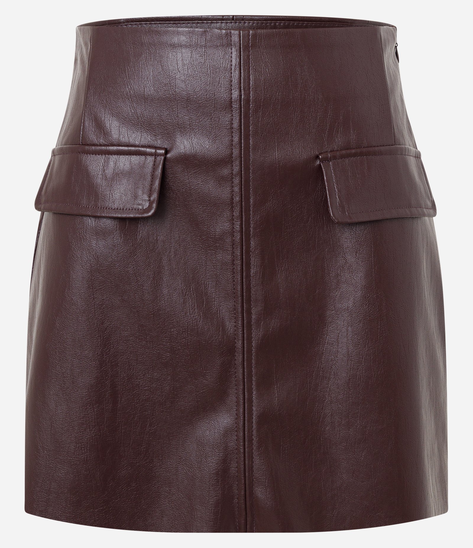 Saia Curta em PU com Lapelas Frontais Vinho 1