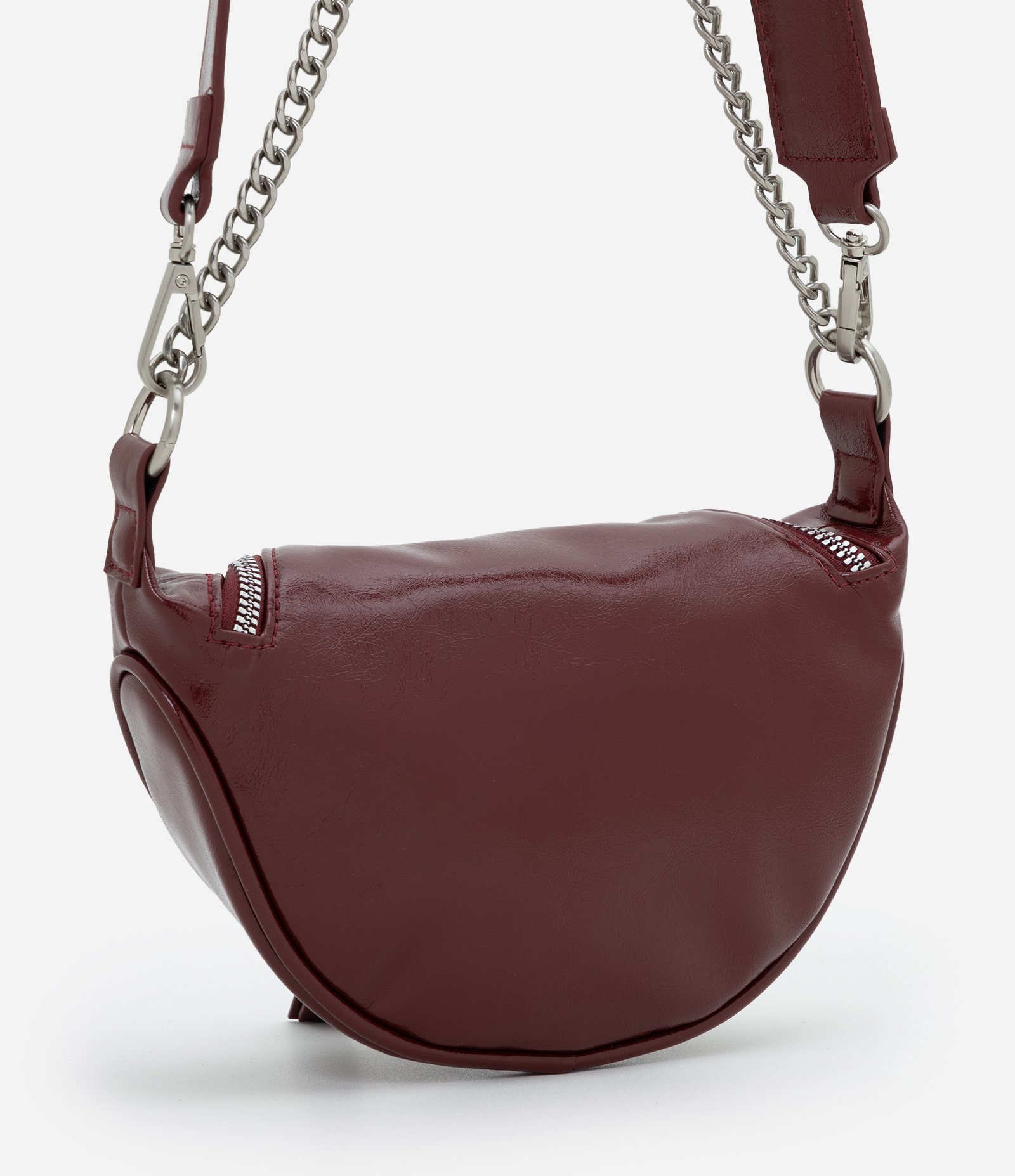 Bolsa Pochete Pequena em PU com Alça Corrente Vinho 3