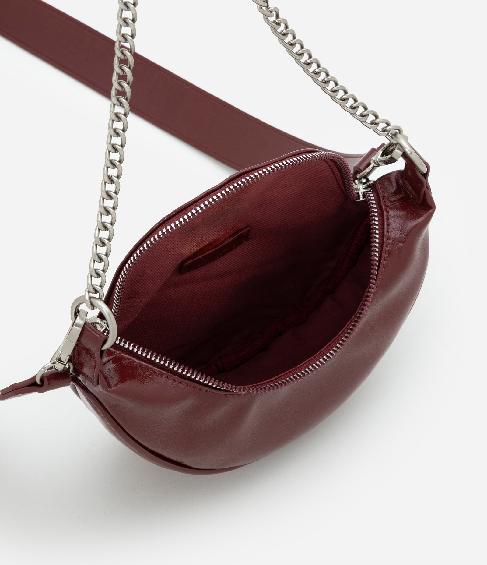 Bolsa Pochete Pequena em PU com Alça Corrente Vinho 5