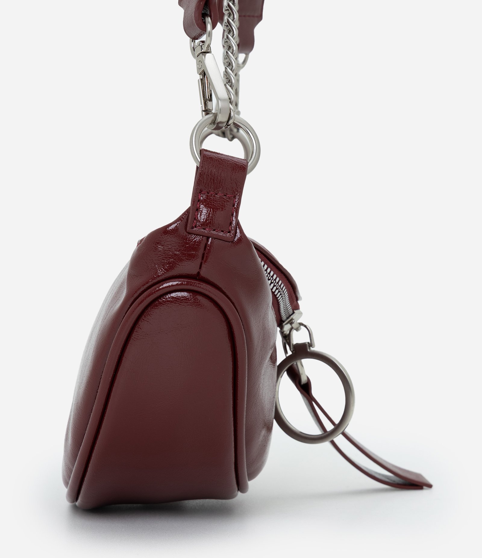 Bolsa Pochete Pequena em PU com Alça Corrente Vinho 6