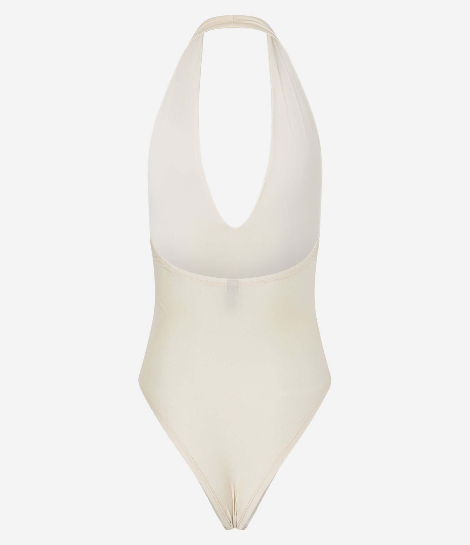 Body Frente Única em Microfibra com Decote Profundo Off White 2
