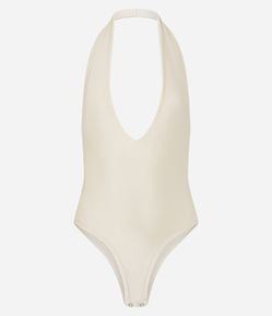 Body Frente Única em Microfibra com Decote Profundo