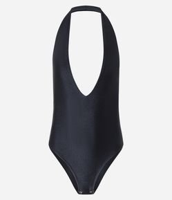 Body Frente Única em Microfibra com Decote Profundo