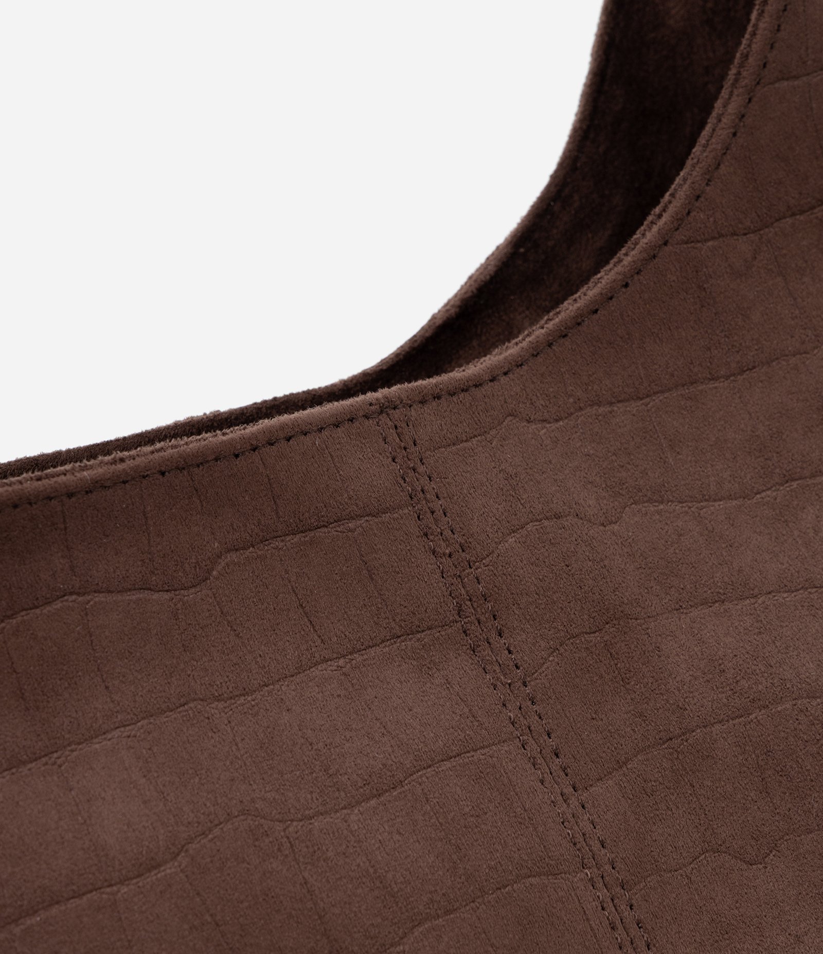 Bolsa Bucket Média em Suede com Textura Croco Marrom 5