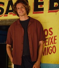 Camisa Regular com Textura e Efeito Crochê